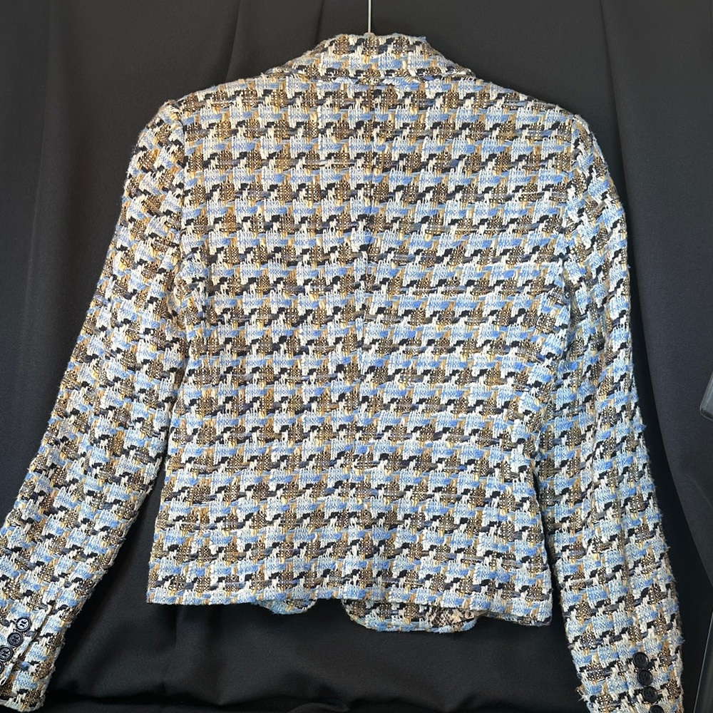 Dolce & Gabbana Women's Houndstooth Blazer Sky Blue/Navy/Tan - Italian Size 38 - Picture 8 of 15